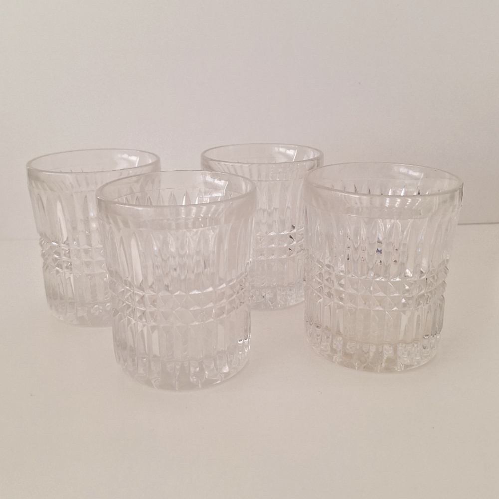 Fostoria Aspen Clear old fashioned/lowball glasses - set of 4 - vintage
